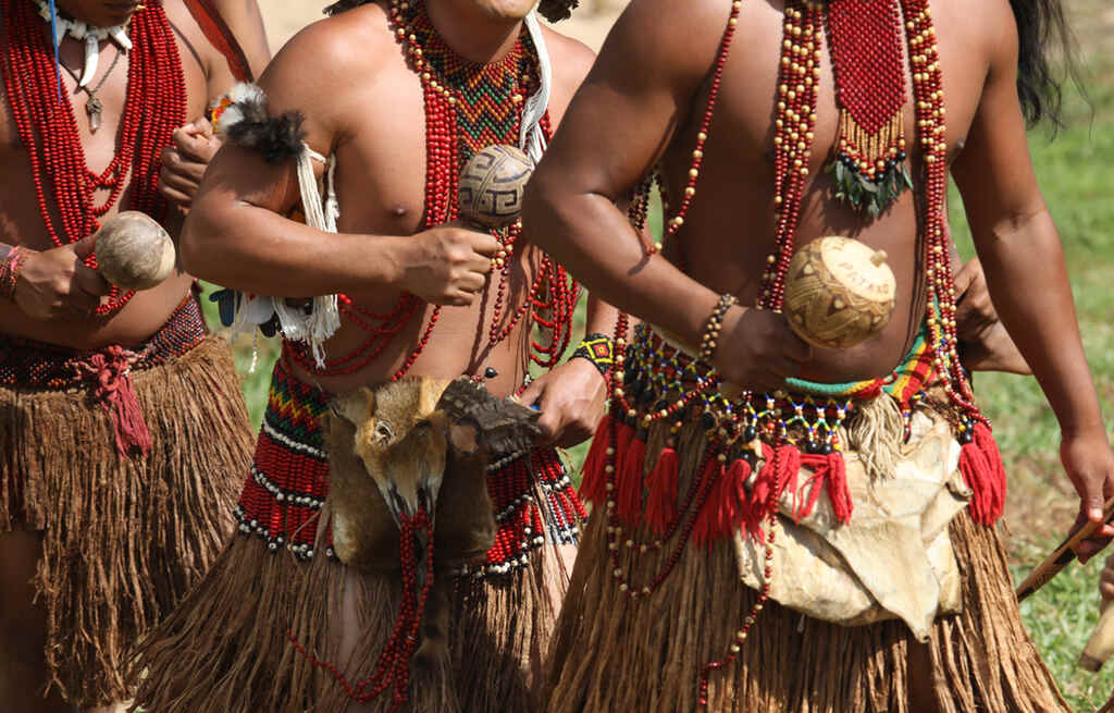 Povos amazônicos em ritual com sananga